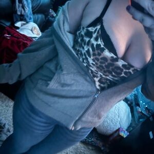 Leopard Print Tank Top with Gray Hoodie